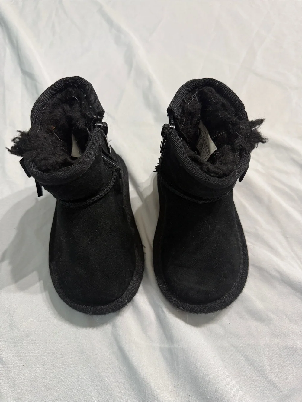 Koolaburra Kids Black Suede Fleece-Lined Rain & Snow Boots